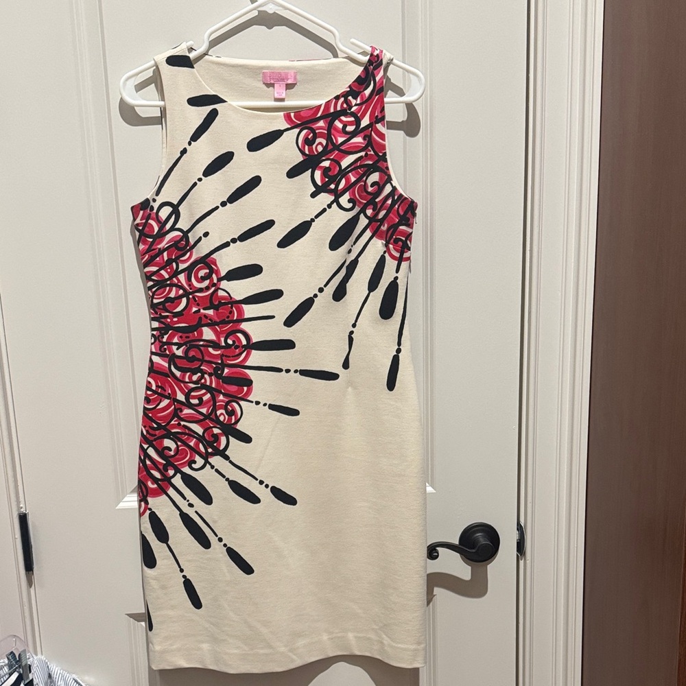 Lilly Pulitzer Cream Dress with Pink and Black Design